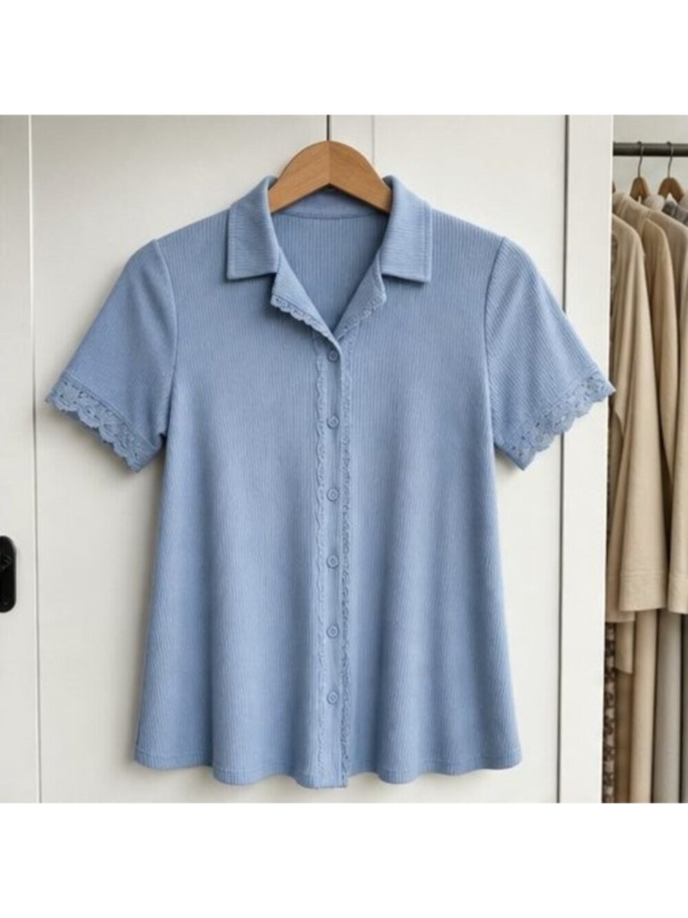 Blue Lace Trim Top